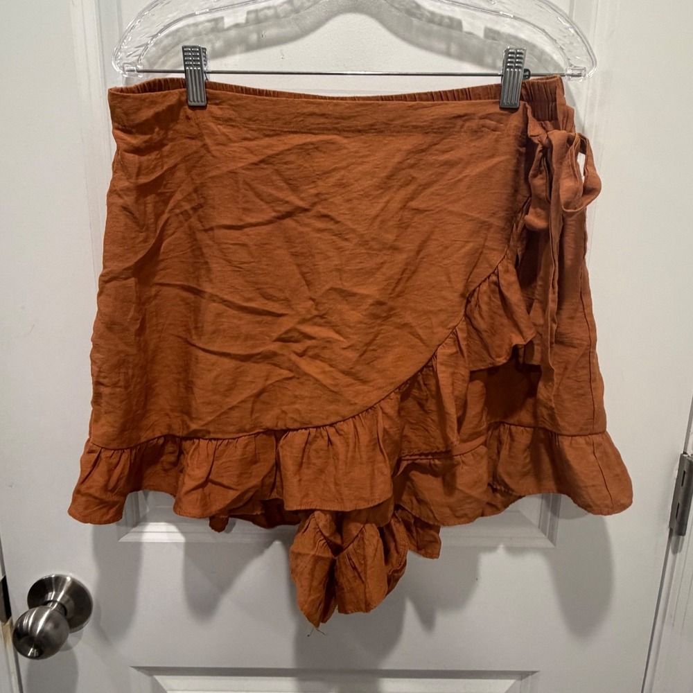 Arula Womens Skort Ruffle Faux Wrap Rust Orange Size A